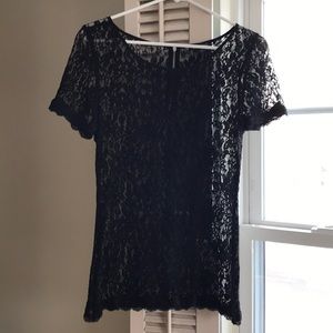 Short Sleeve Sheer Lace Top
